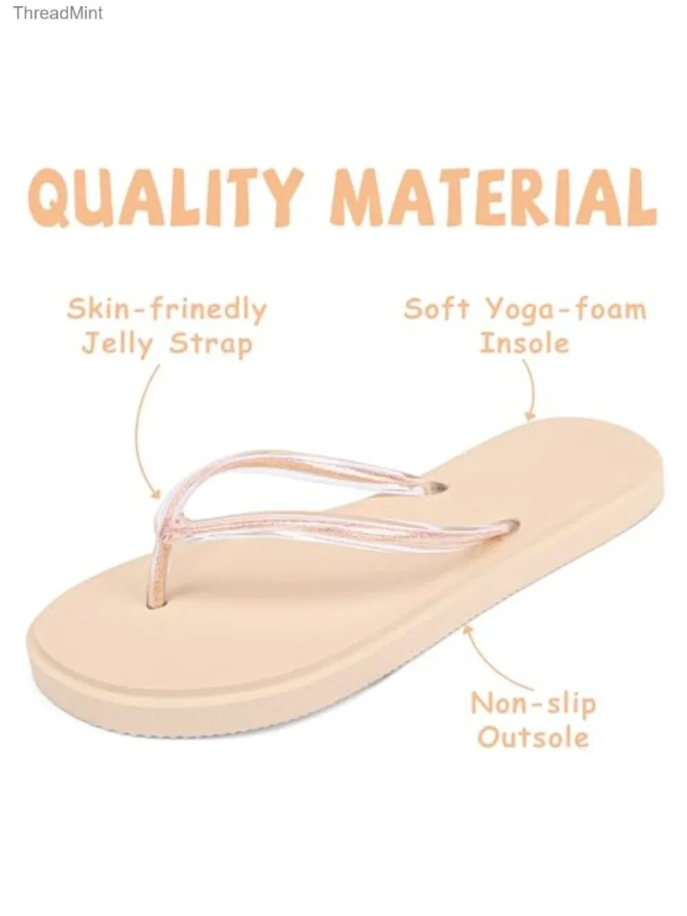 Girls Jelly Flip Flops Yoga Foam Sandals Non-Slip Cute Summer